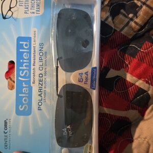 Polarized Clip-On Sunglasses - Black Solar Shield 54 Rec A